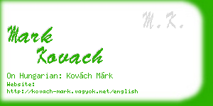 mark kovach business card